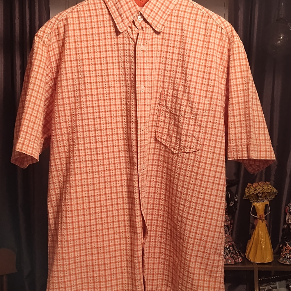 Men's Orange Checkered Shirt